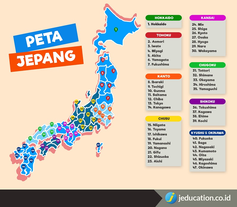 Peta negara Jepang berdasarkan batas kota